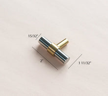 Load image into Gallery viewer, Two Toned Brass & Stainless Steel Pull