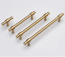 Load image into Gallery viewer, Solid Satin Brass Handle for Furniture or Cabinet Makeovers
